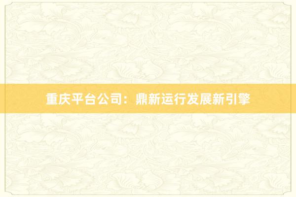 重庆平台公司：鼎新运行发展新引擎
